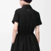 Abito a maniche corte in cotone e seta Nero Abito a maniche corte in cotone e seta Nero