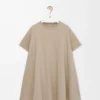 Abito a trapezio in misto cotone Beige