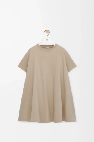 Abito a trapezio in misto cotone Beige