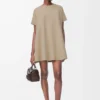 Abito a trapezio in misto cotone Beige