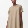 Abito a trapezio in misto cotone Beige