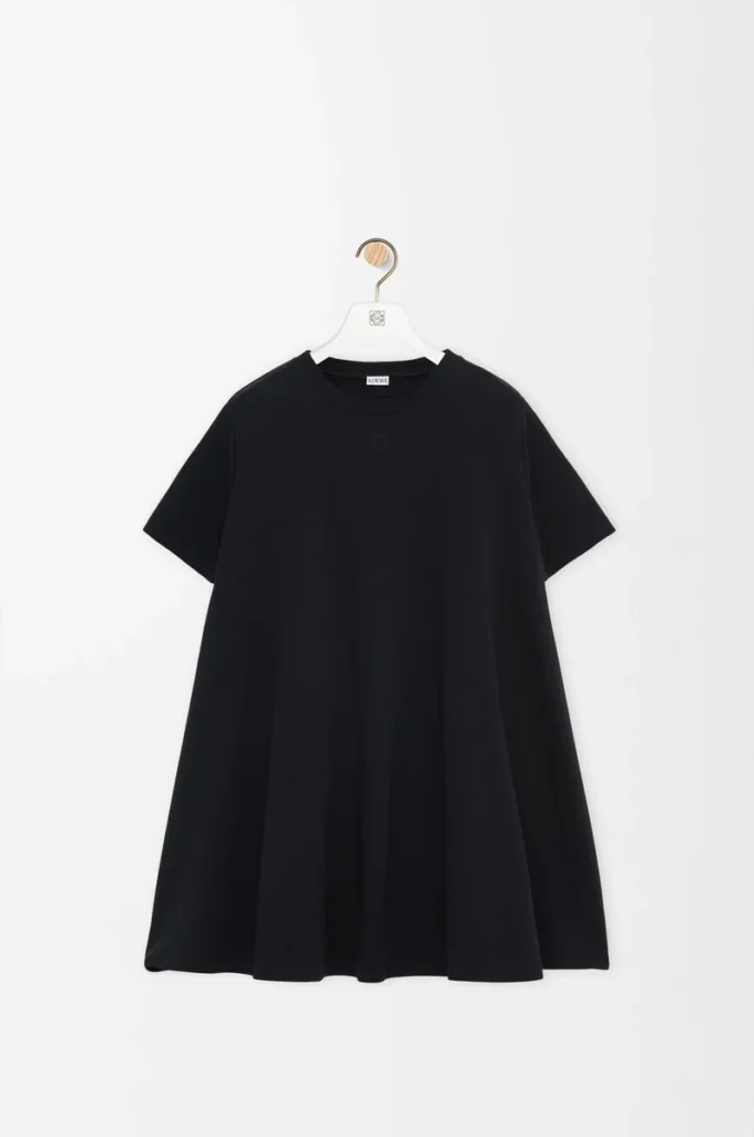 Abito a trapezio in misto cotone Nero
