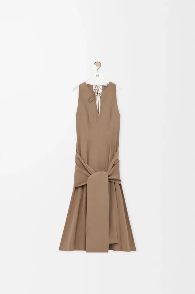 Abito avvolgente in cotone Beige