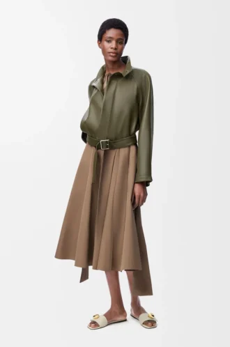 Abito avvolgente in cotone Beige
