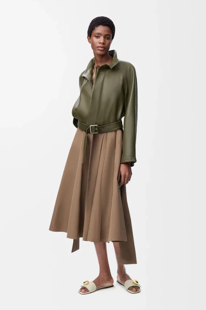 Abito avvolgente in cotone Beige
