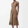 Abito avvolgente in cotone Beige