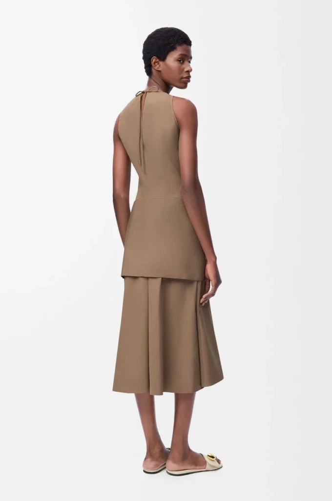 Abito avvolgente in cotone Beige