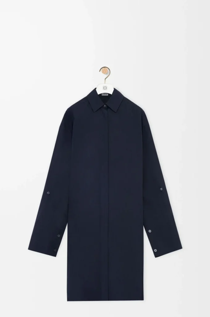 Abito chemisier in cotone blu navy