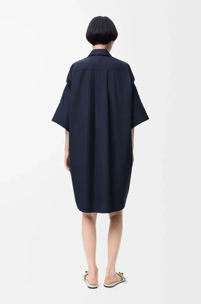 Abito chemisier in cotone blu navy
