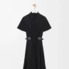 Abito con cintura in viscosa elasticizzata nero Abito con cintura in viscosa elasticizzata nero