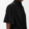 Abito con cintura in viscosa elasticizzata nero Abito con cintura in viscosa elasticizzata nero