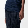 Abito decorato in viscosa blu navy