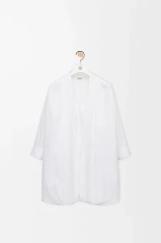 Abito drappeggiato in cotone bianco