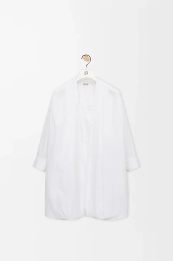 Abito drappeggiato in cotone bianco
