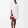 Abito drappeggiato in cotone bianco