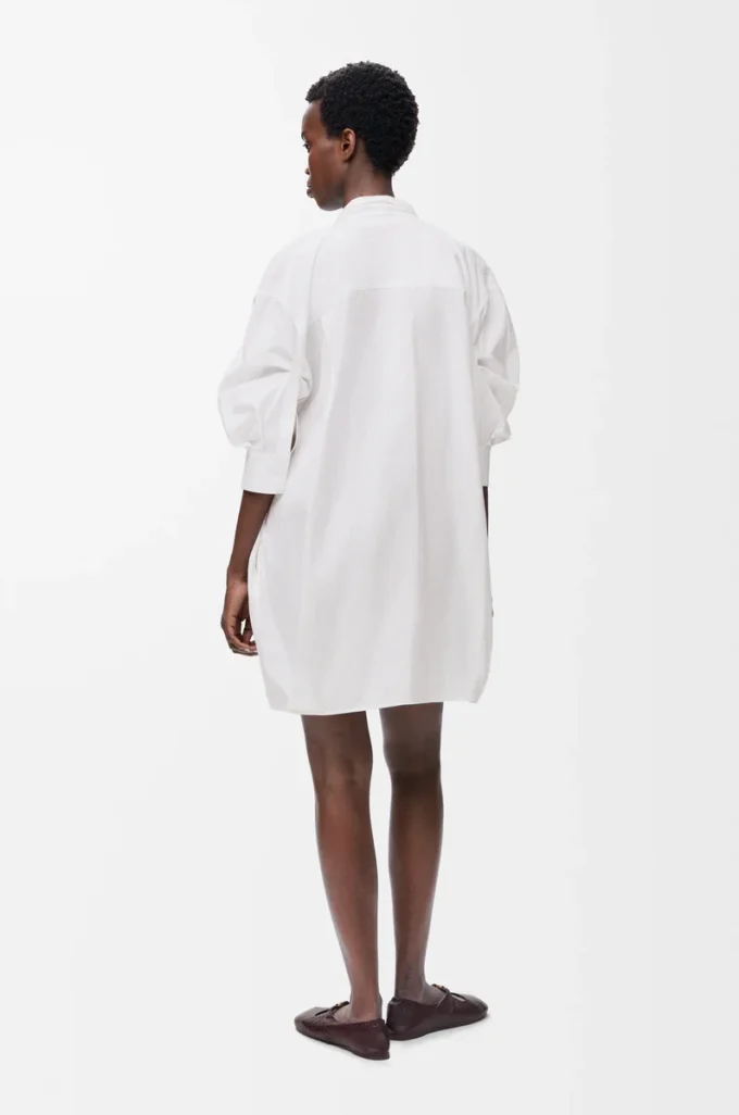 Abito drappeggiato in cotone bianco