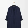 Abito drappeggiato in cotone blu navy
