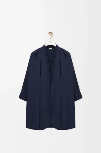 Abito drappeggiato in cotone blu navy
