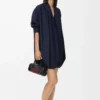 Abito drappeggiato in cotone blu navy