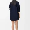 Abito drappeggiato in cotone blu navy