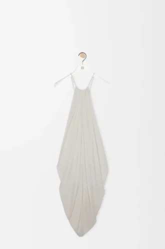 Abito drappeggiato in seta bianco