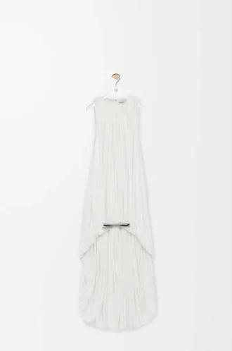 Abito drappeggiato in seta bianco