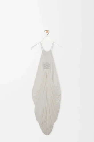 Abito drappeggiato in seta bianco
