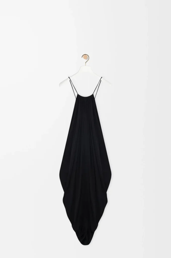 Abito drappeggiato in seta nero