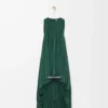 Abito drappeggiato in seta verde
