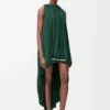 Abito drappeggiato in seta verde