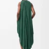 Abito drappeggiato in seta verde