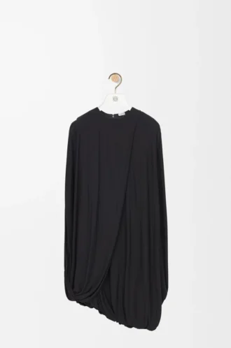 Abito drappeggiato in viscosa Nero