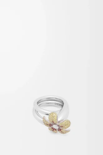 Anello Flor in argento sterling e cristalli Giallo/Argento
