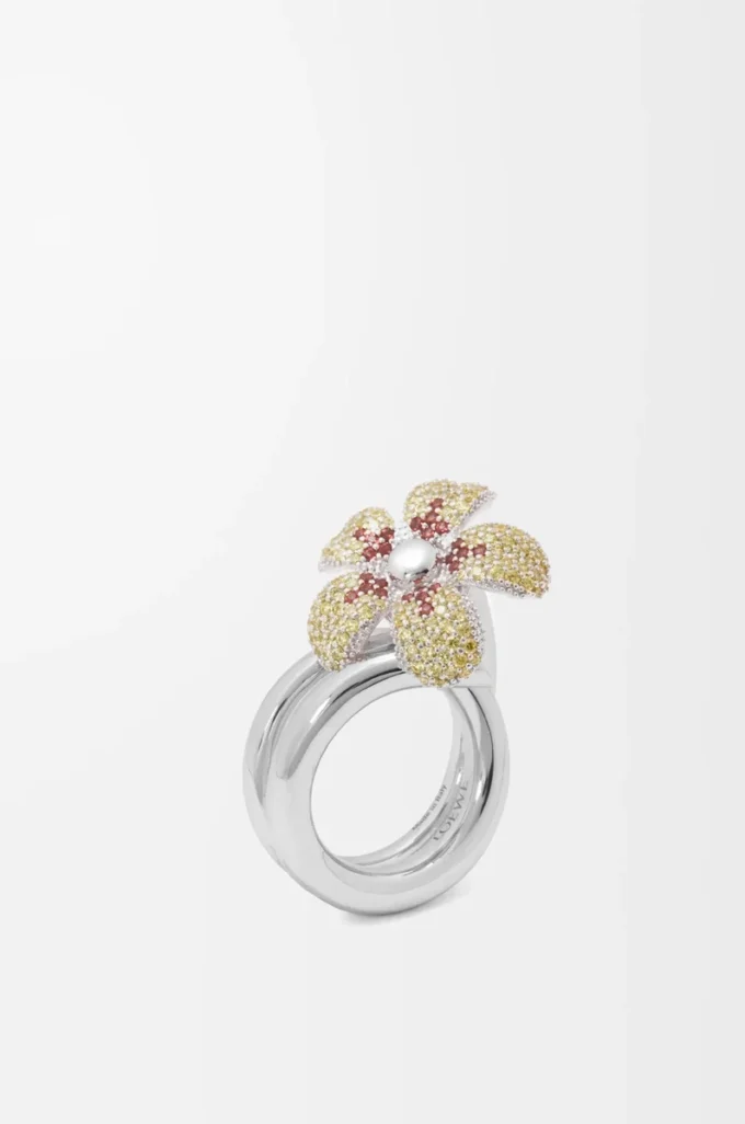 Anello Flor in argento sterling e cristalli Giallo/Argento Anello Flor in argento sterling e cristalli Giallo/Argento
