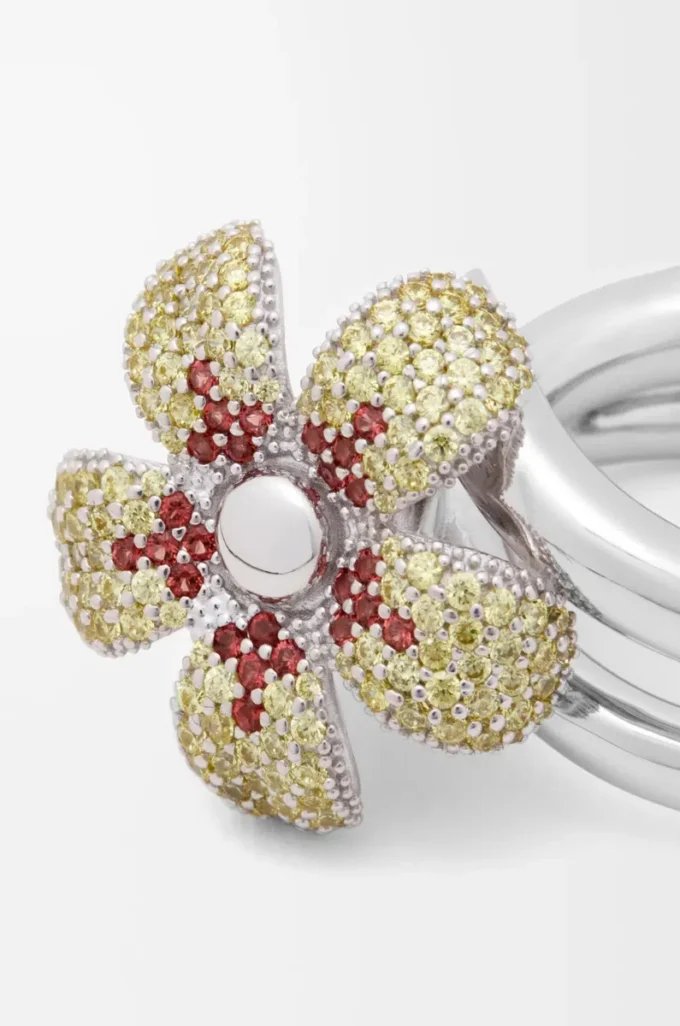 Anello Flor in argento sterling e cristalli Giallo/Argento Anello Flor in argento sterling e cristalli Giallo/Argento