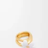Anello Flor in argento sterling e smalto Oro/Bianco