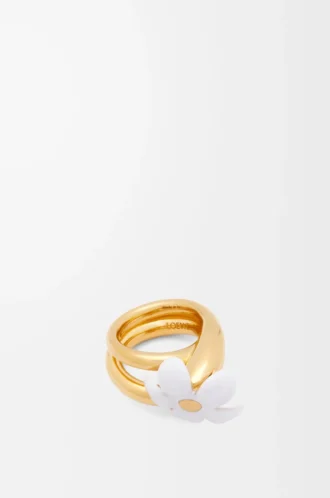 Anello Flor in argento sterling e smalto Oro/Bianco