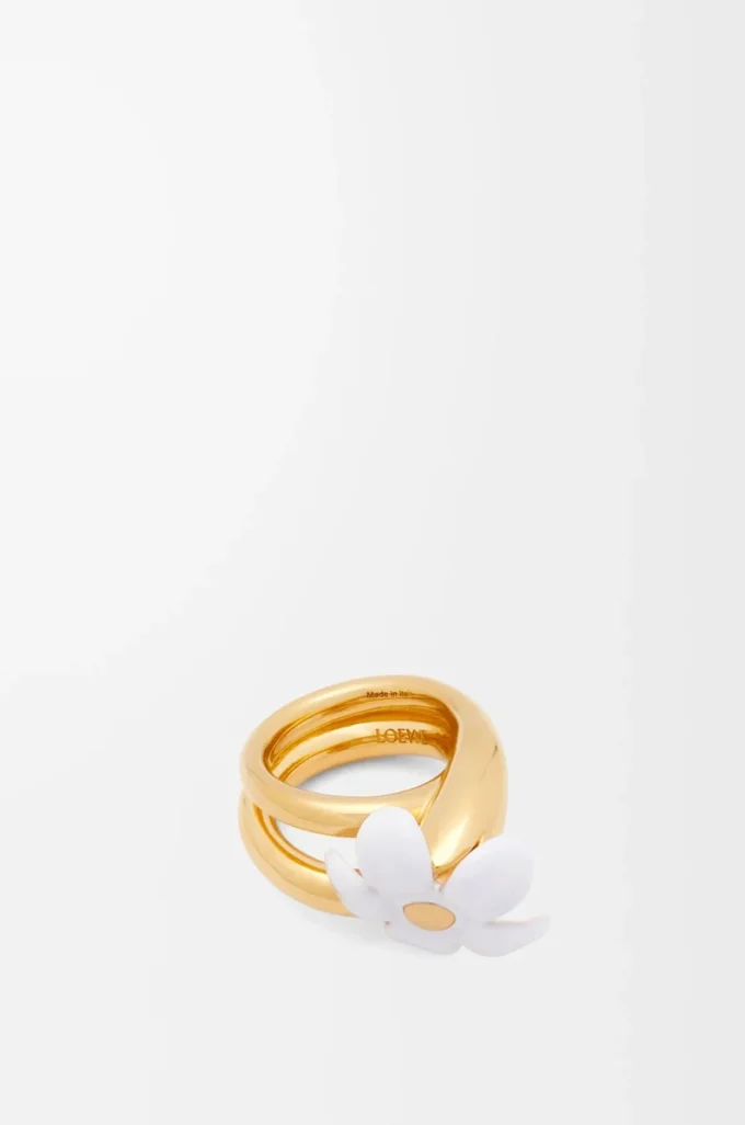 Anello Flor in argento sterling e smalto Oro/Bianco