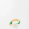 Anello Flor in argento sterling e smalto Oro/Bianco