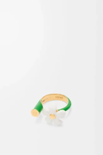Anello Flor in argento sterling e smalto Oro/Bianco