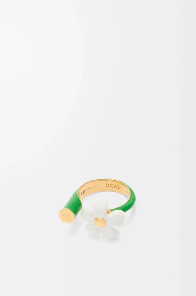Anello Flor in argento sterling e smalto Oro/Bianco