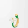 Anello Flor in argento sterling e smalto Oro/Bianco