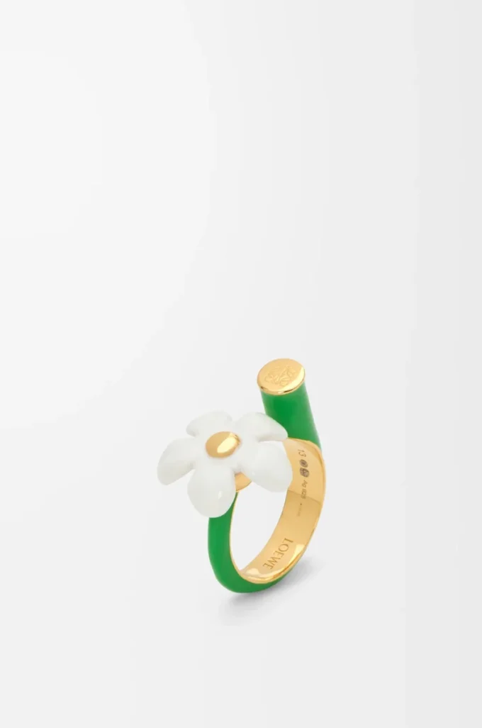 Anello Flor in argento sterling e smalto Oro/Bianco