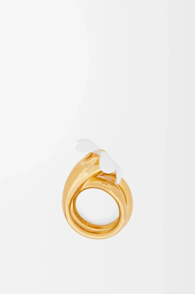 Anello Flor in argento sterling e smalto Oro/Bianco