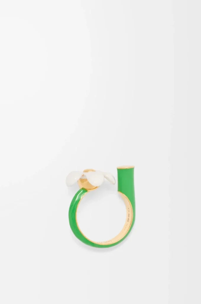 Anello Flor in argento sterling e smalto Oro/Bianco