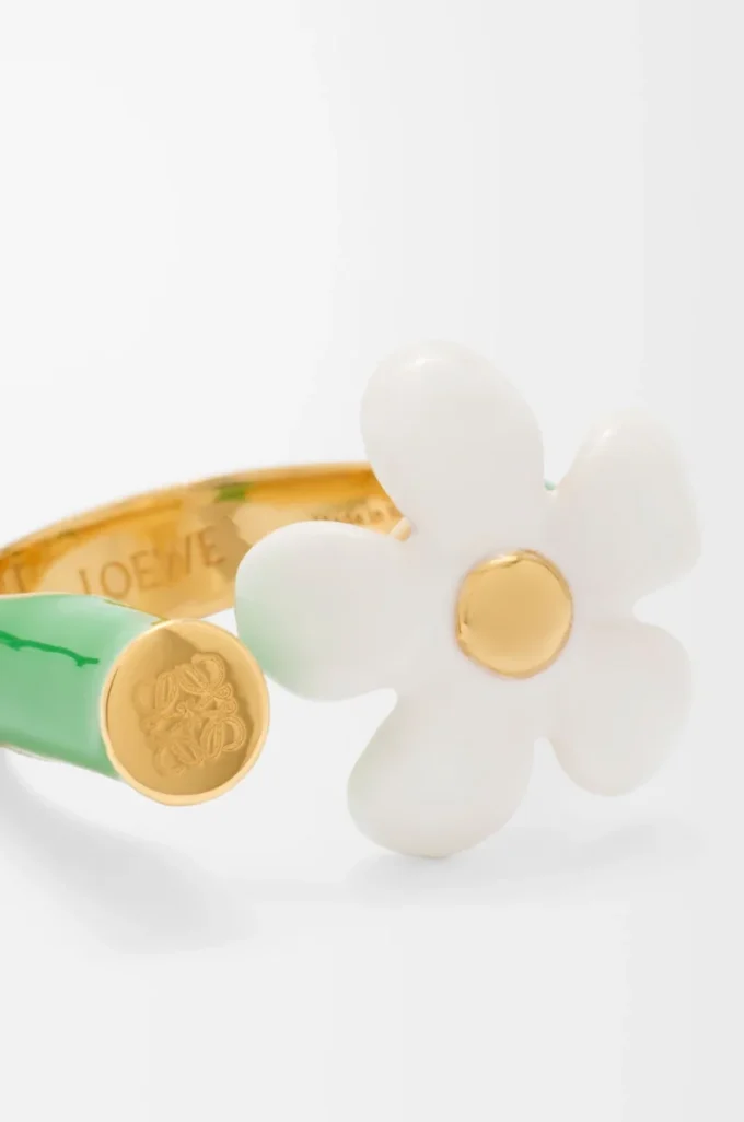 Anello Flor in argento sterling e smalto Oro/Bianco
