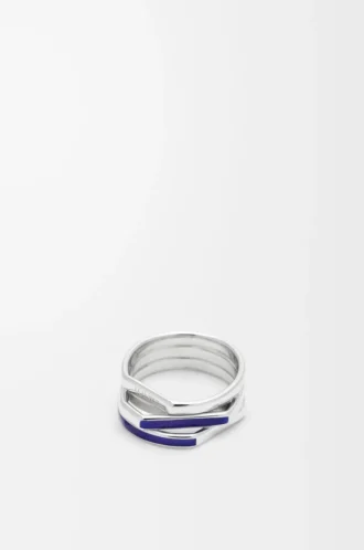 Anello sovrapposto in argento sterling e smalto Argento/Blu