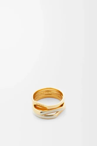 Anello sovrapposto in argento sterling e smalto Oro/Avorio