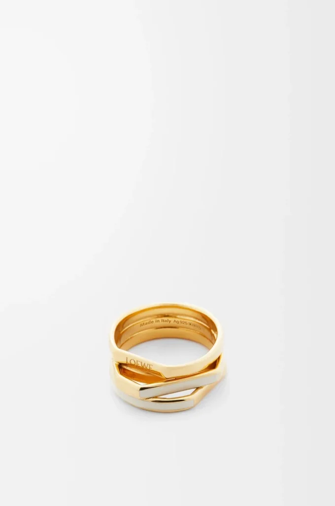 Anello sovrapposto in argento sterling e smalto Oro/Avorio Anello sovrapposto in argento sterling e smalto Oro/Avorio