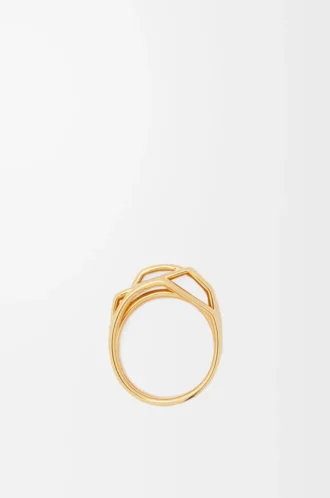 Anello sovrapposto in argento sterling e smalto Oro/Avorio